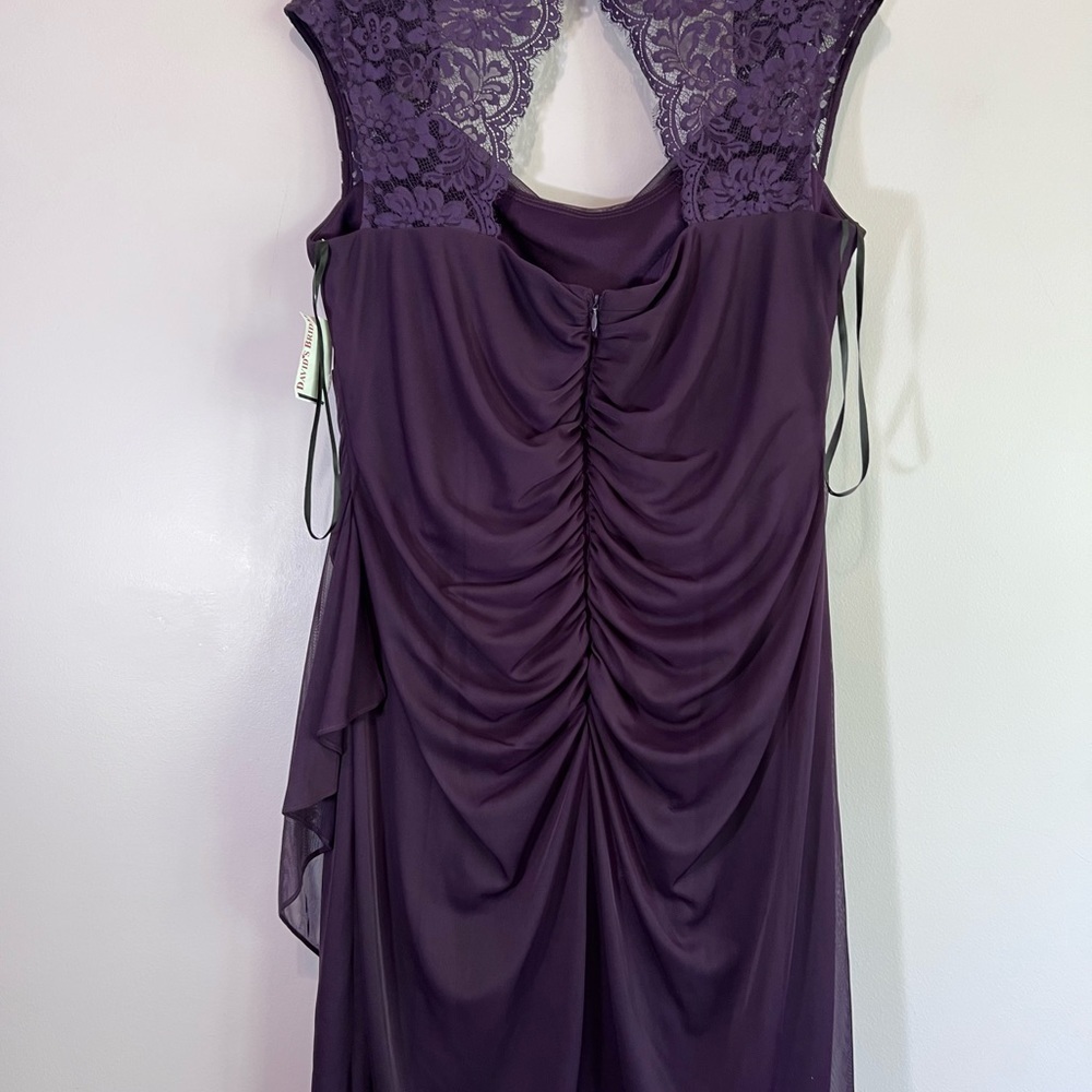 NWT David's Bridal XSCAPE Woman Joanna Chen Purple Lace Shoulder Drape Dress 18 - Picture 9 of 16